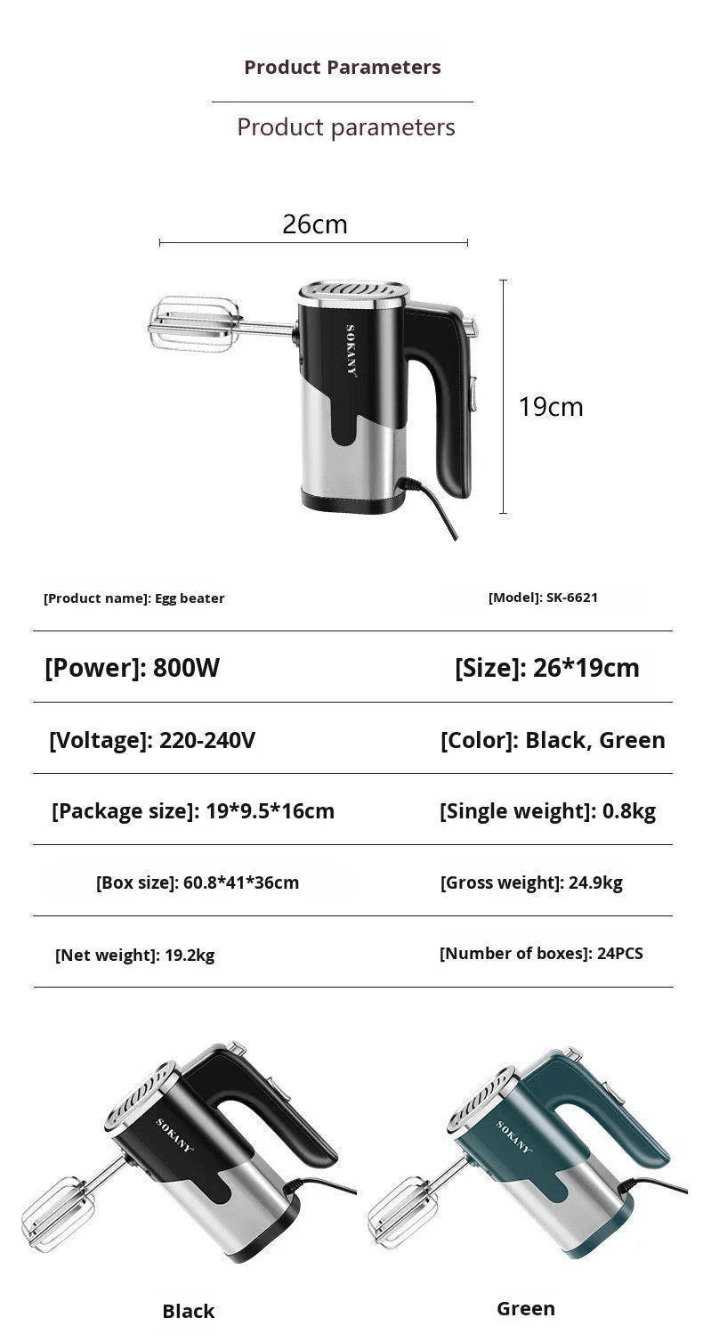 Multi-Speed Electric Hand Mixer with Dough Hooks & Whisk Attachments for Home Kitchen & Commercial Bakery Electric Hand Mixer