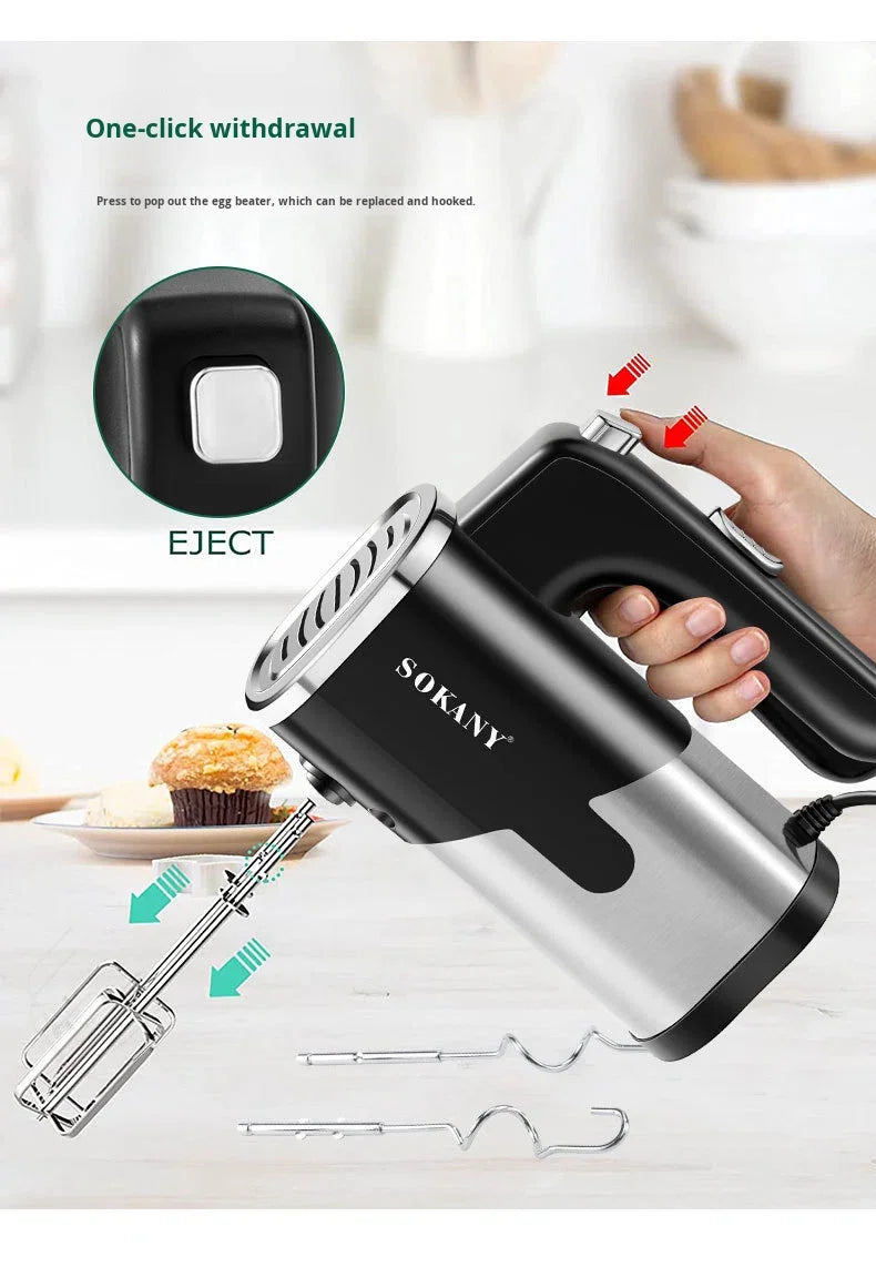 Multi-Speed Electric Hand Mixer with Dough Hooks & Whisk Attachments for Home Kitchen & Commercial Bakery Electric Hand Mixer