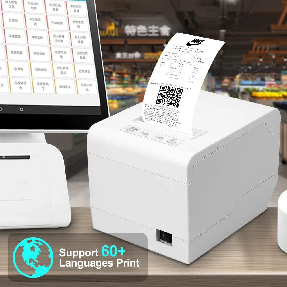 Custom Receipt POS Printer ZYWELL 80 mm USB Bluetooth WIFI Thermal Bill Ticket Printer