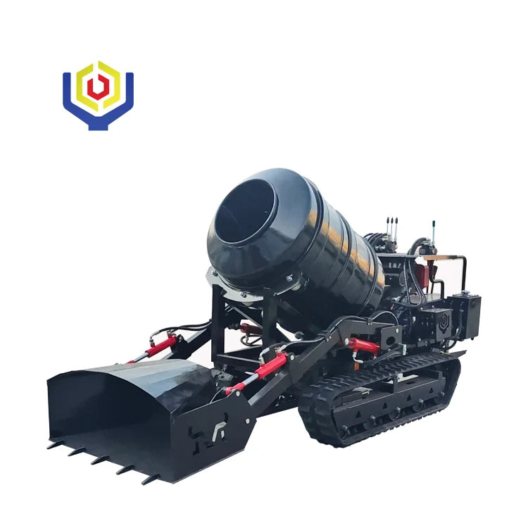 2025 New Trend Mini Cement Mixer Machine 800L Dumper Truck Crawler Mobile Mini Concrete Mixer