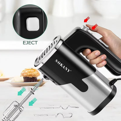 Multi-Speed Electric Hand Mixer with Dough Hooks & Whisk Attachments for Home Kitchen & Commercial Bakery Electric Hand Mixer