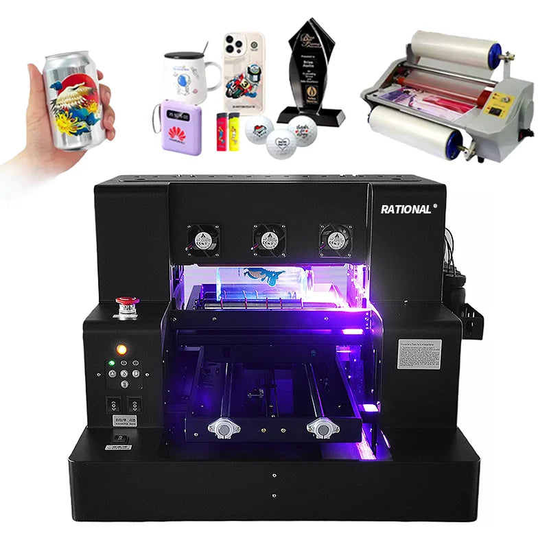 UV DTF Printer for Phone case Pen Acrylic Leather Wood Glass Bottle Sticker Multi Color Inkjet Printers A3 A4 UV Printer Machine