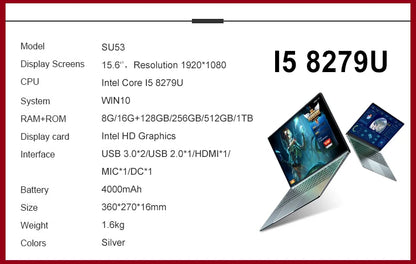 Hot Sale Factory Direct 15.6 Inch Laptop Core I7 10Th Gen New  Notebook Computer I7 Gaming Laptop De Segunda Mano Computadoras