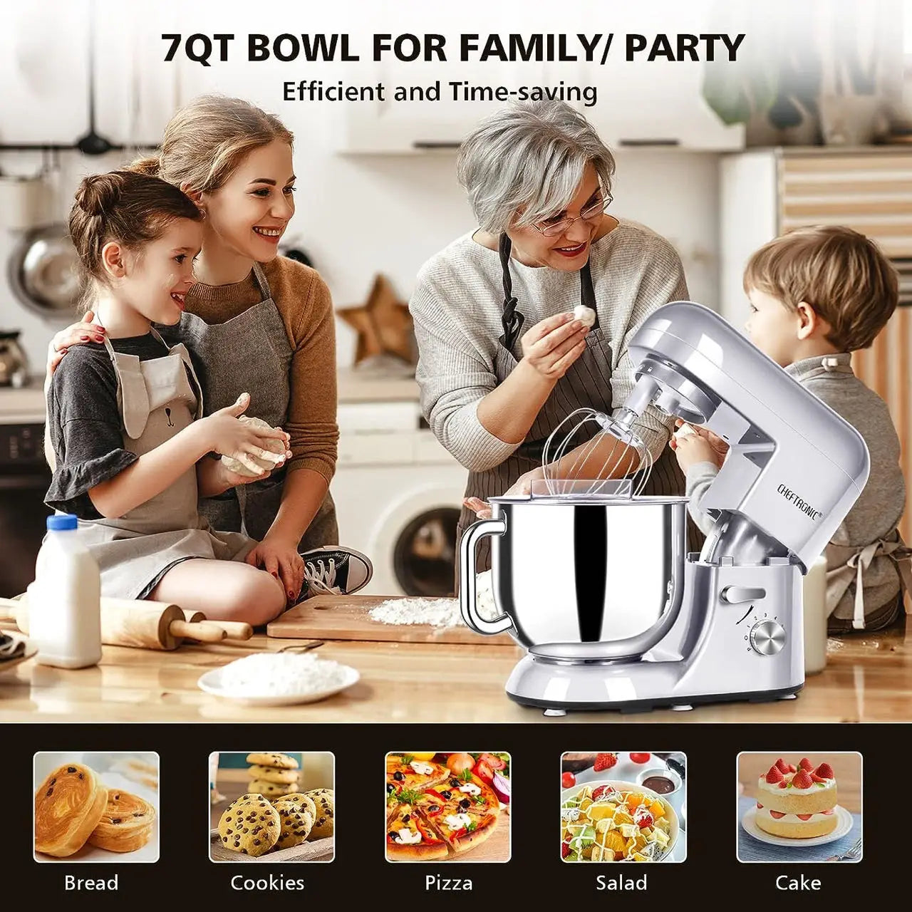 5/6.5 Dough Baking Mixer Electric Planetary Stand Mixer Home Kitchen Appliance for Cake and Bread Preparation