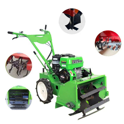 Small Agricultural Two-drive Tire Walking Gasoline Mower Four-stroke Trencher Rotary Tiller for Orchards and Vegetable Gardens