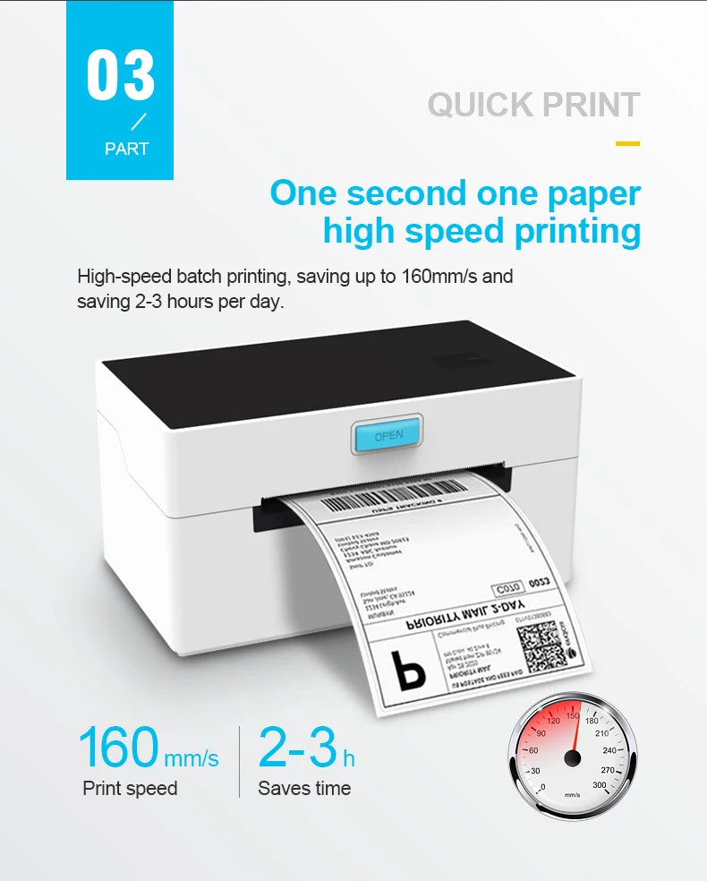 High-Speed 4X6 Barcode Printer 9920 USB110mm 203DPI Shipping Address Thermal Label Maker Stock Product