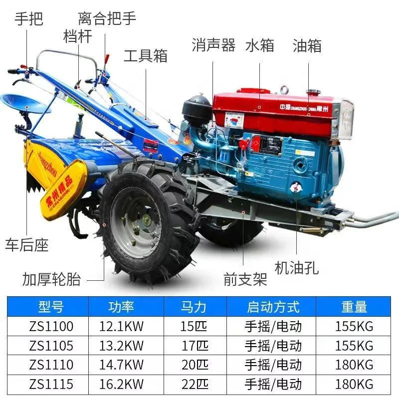 Good Selling 10 Hp Mini Farm Machinery 18Hp Walking Tractor Garde