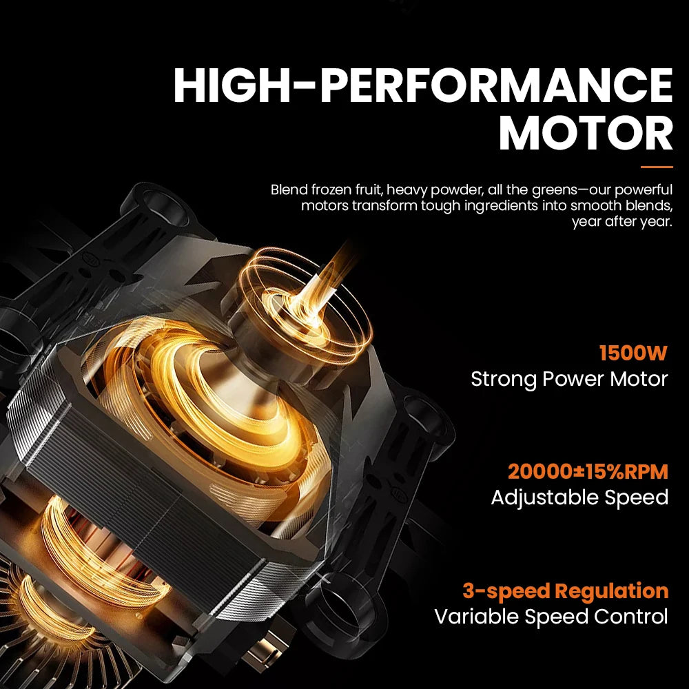 High-performance motor with text highlighting features on a black background