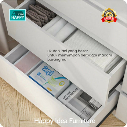 Bufet Laci Minimalis Elegan 120 cm Drawer Sideboard Rak Kabinet Minimalis Serbaguna Linus CH3+3 Linus CH 3+3