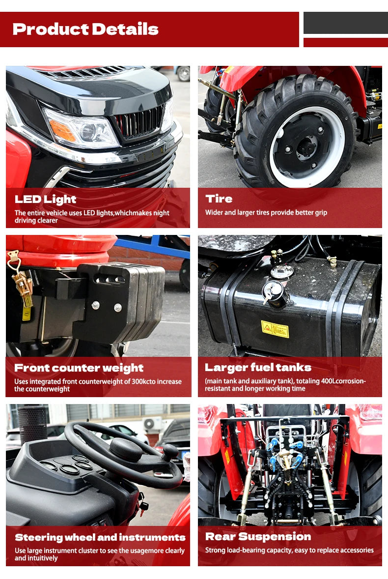 Wholesale Four Wheel 4x4 Compact Mini Farm Garden Tractors with Mower