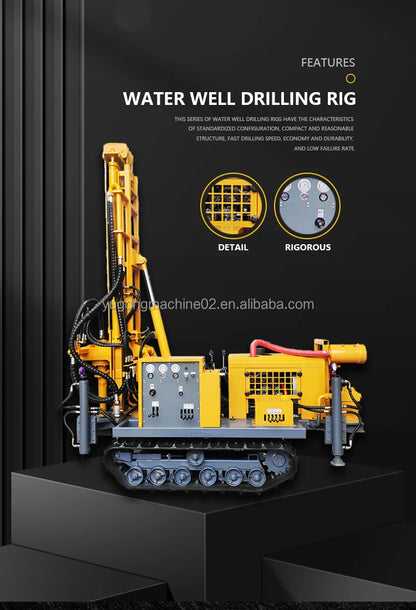 180 Meter Full Hydraulic Crawler Water Well Drilling Rig Diesel for Home Farm New Gearbox Pump Rock Drill Ore Home Use