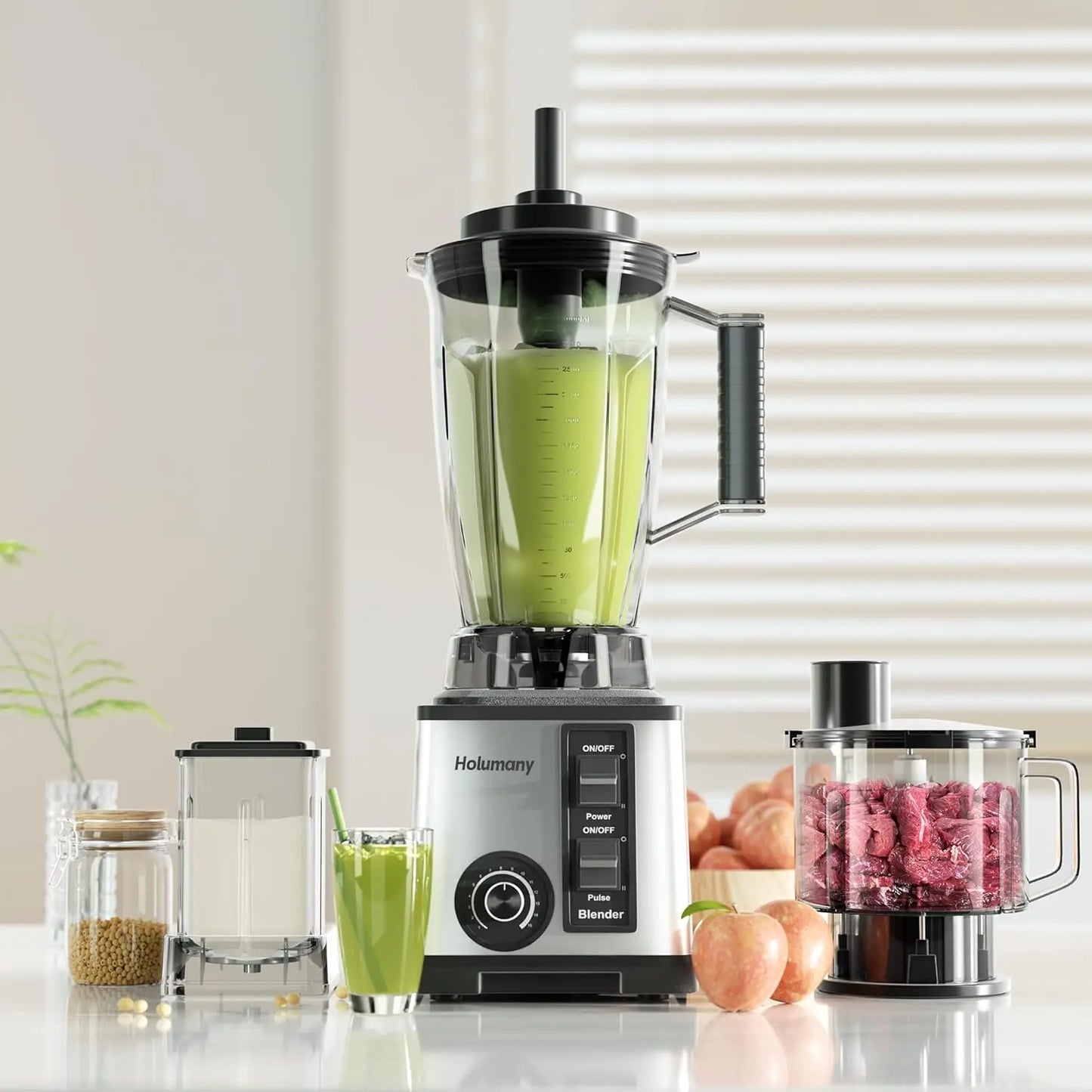 1200W Countertop Blender with 100oz Pitcher, Blender Food Processor Combo, 3-Cup Chopper & Grinder