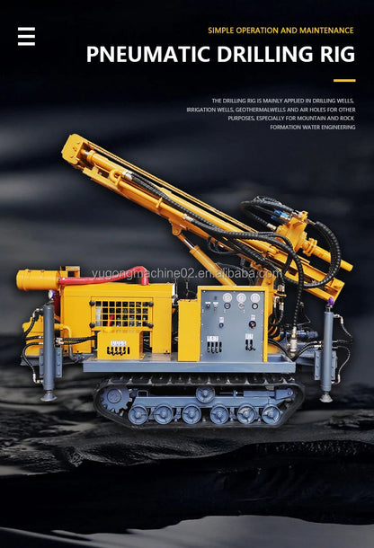 180 Meter Full Hydraulic Crawler Water Well Drilling Rig Diesel for Home Farm New Gearbox Pump Rock Drill Ore Home Use