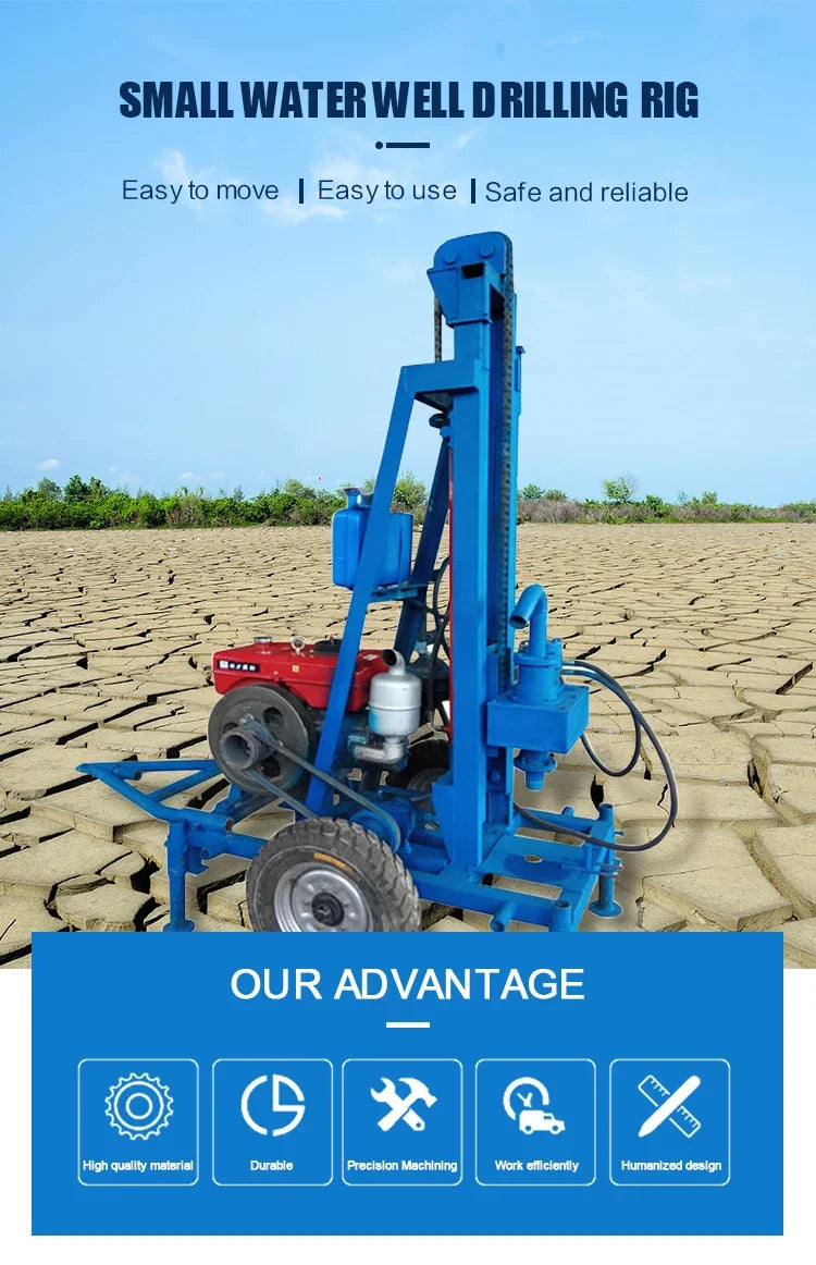 150 Meters Depth Diesel Engine Portable Dth Water Well Drilling Rig Small Bore 200M Cheap Small Water Well Drilling Rig Machine