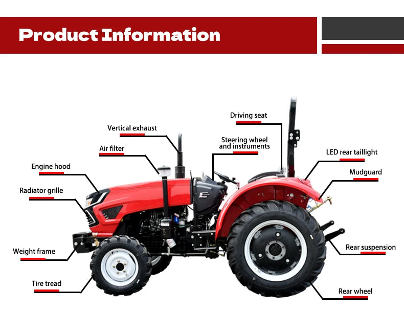 Wholesale Four Wheel 4x4 Compact Mini Farm Garden Tractors with Mower