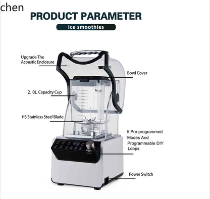 HXL Smoothie Machine for Milk Tea Shops with Cover, Silent Juicer, Blender, Ice Crusher