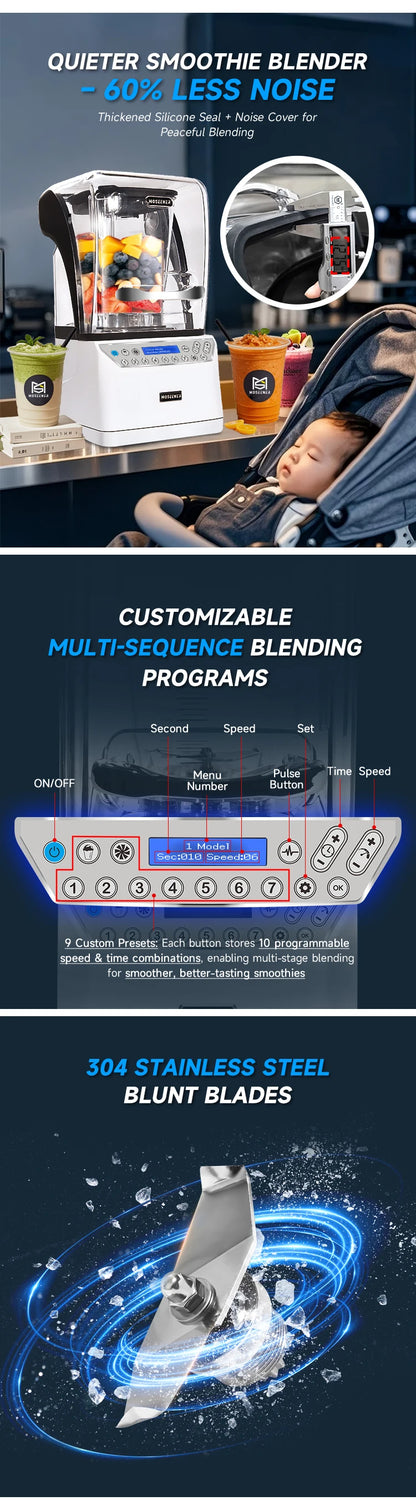 Moseener 2L Large Capacity Commercial FOOD Fruit Juicer Mixer Grinder Heavy  Machine Portable Ice Smoothie Blenders