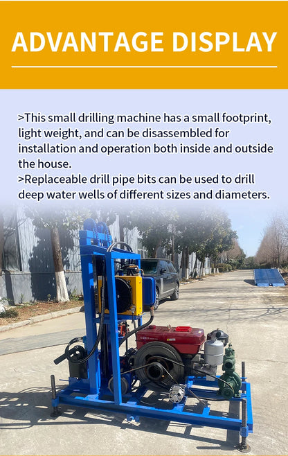 Heavy Borehole Equipment Portable Drilling Rig Di esel Engine Used Borehole Water Drilling Machine