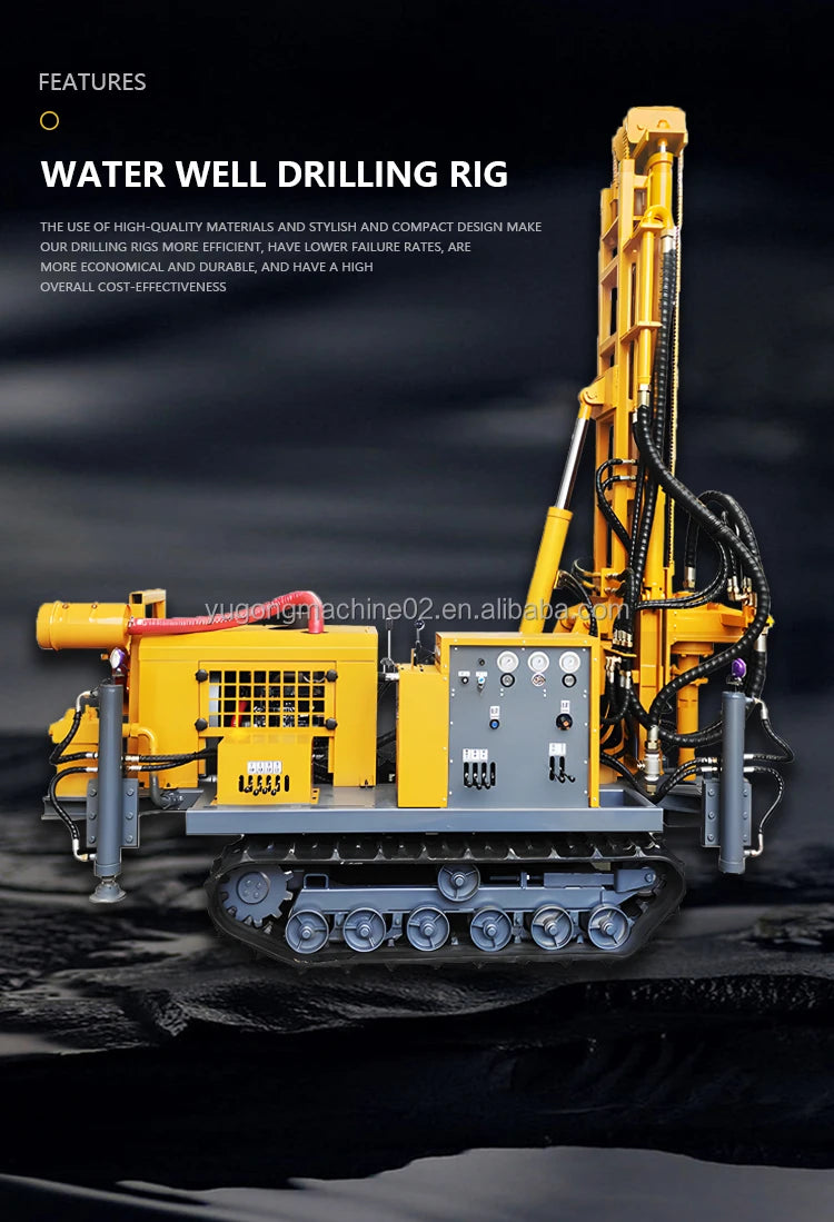 180 Meter Full Hydraulic Crawler Water Well Drilling Rig Diesel for Home Farm New Gearbox Pump Rock Drill Ore Home Use