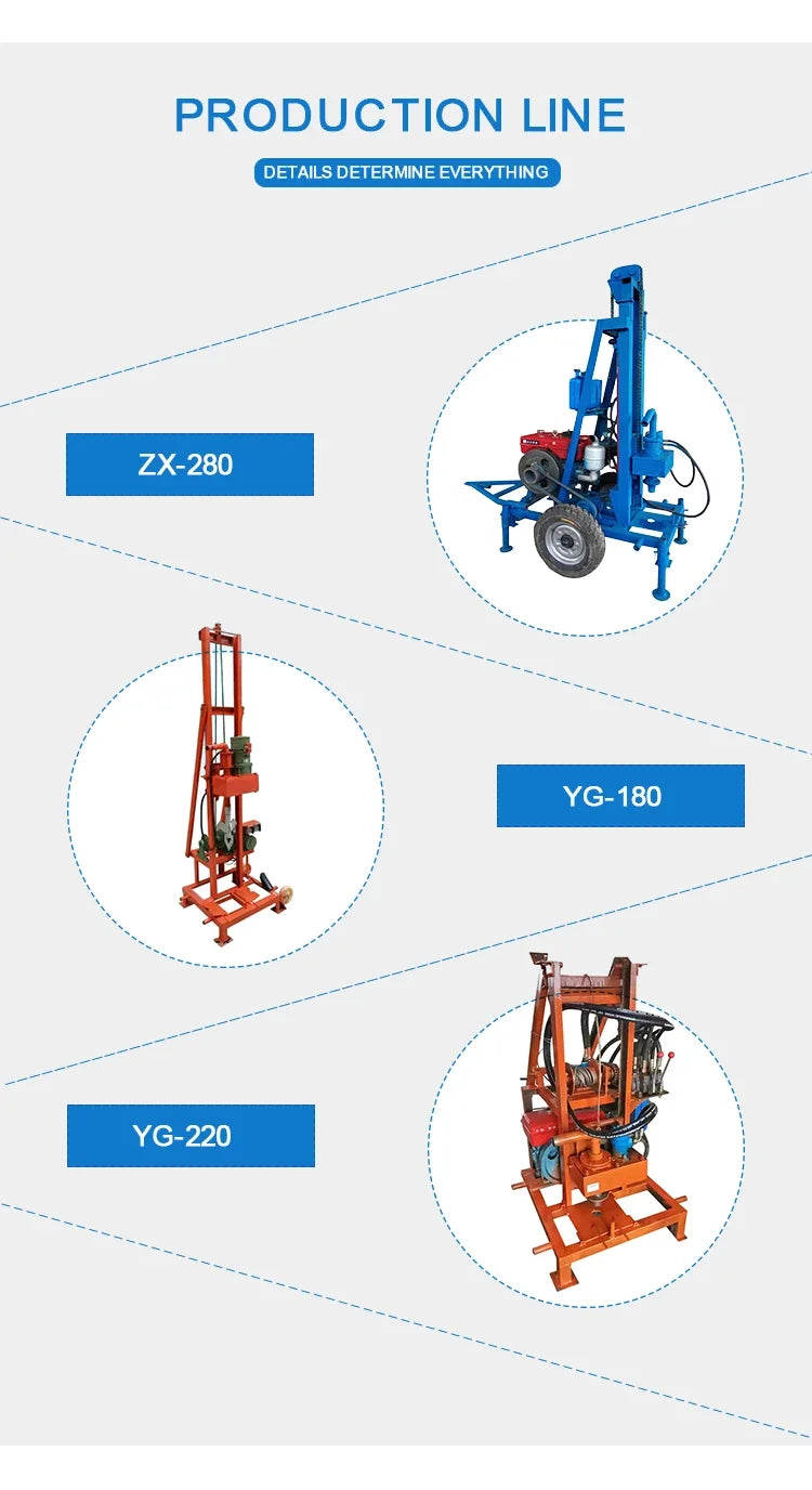 150 Meters Depth Diesel Engine Portable Dth Water Well Drilling Rig Small Bore 200M Cheap Small Water Well Drilling Rig Machine