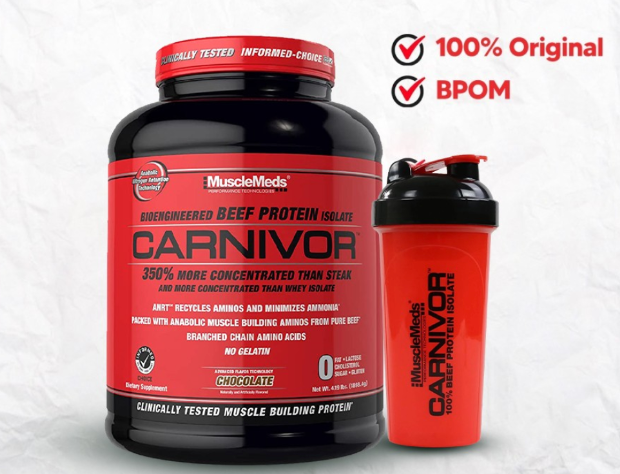 Musclemeds Carnivor Whey 4lb Beef Protein Free Shaker Original - Vanila