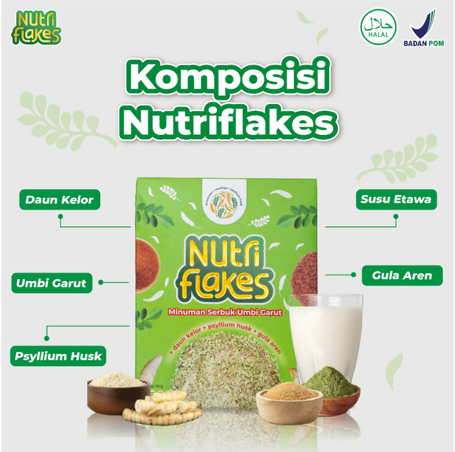 Nutriflakes Sereal Umbi Garut Asam Lambung - Ampuh Mengatasi Asam Lambung Gerd, Maag 1 Box