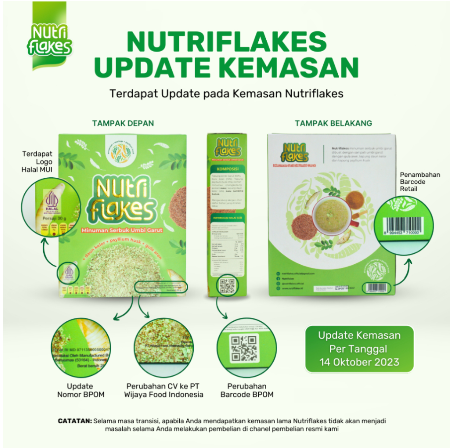 Nutriflakes Sereal Umbi Garut Asam Lambung - Ampuh Mengatasi Asam Lambung Gerd, Maag 1 Box