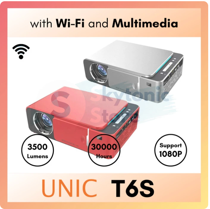 Proyektor Mini UNIC T6S 3500 Lumens Wireless Mirroring Display - T6S