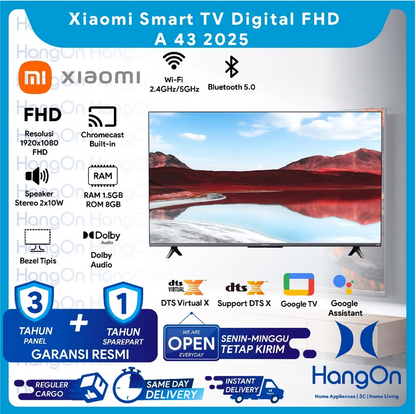 Xiaomi TV A 43'' 43 Inch 2025 FHD Smart Google TV Dolby DTS Audio