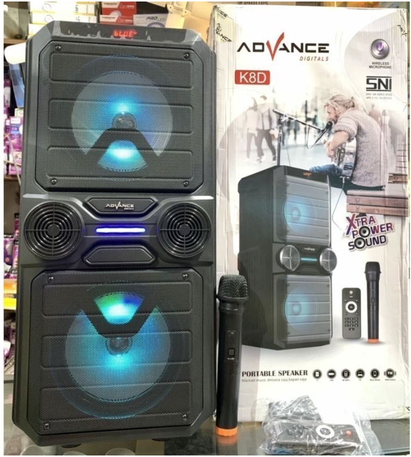 Speaker Advance Speaker Meeting K8D 8 inch double woofer / Speaker Koper Blutot dan karaoke