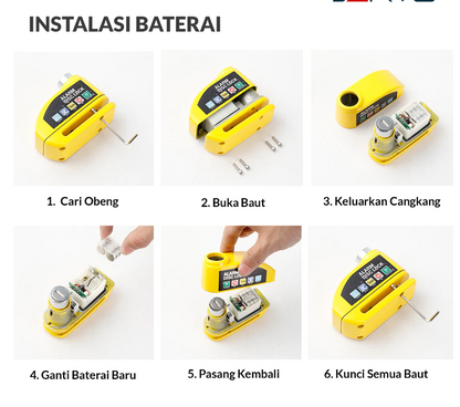 Gembok Motor Alarm Lock BG 1238 Gembok Cakram Sepeda Motor Alarm Disc Lock Kunci Alarm Gembok Motor Anti Maling