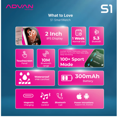 ADVAN Smartwatch S1 Ai Voice IPS 2.01”