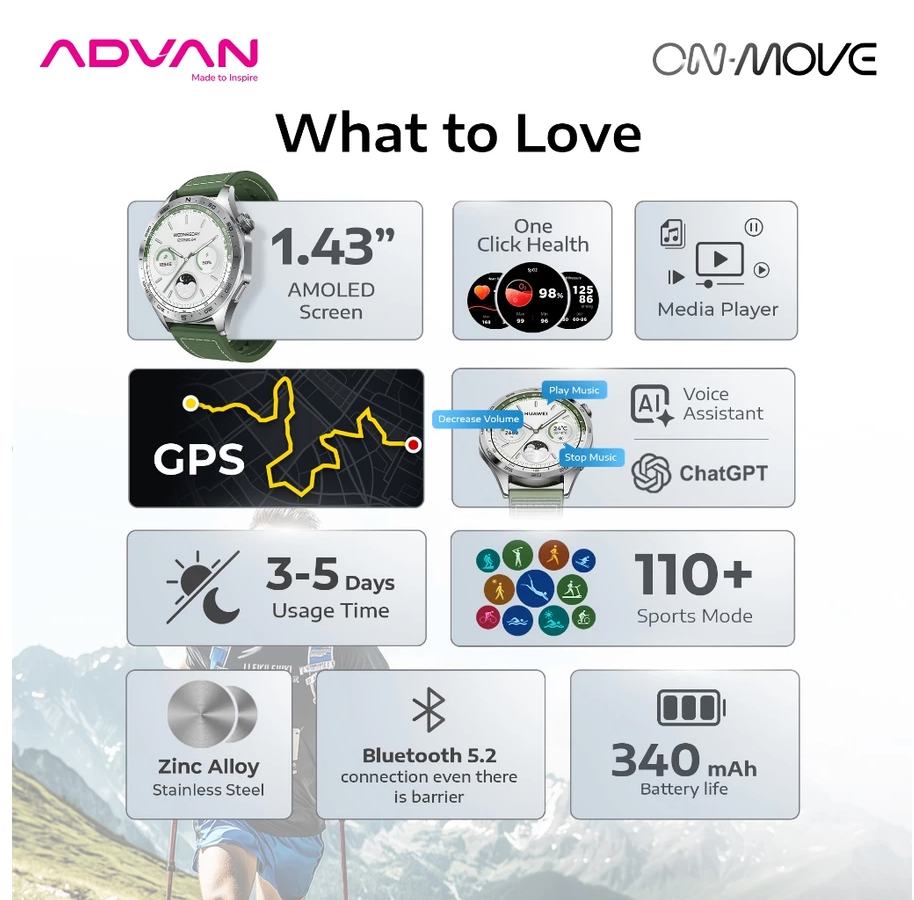 ADVAN Smartwatch On Move GPS Ai Waterproof