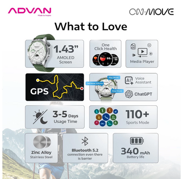 ADVAN Smartwatch On Move GPS Ai Waterproof