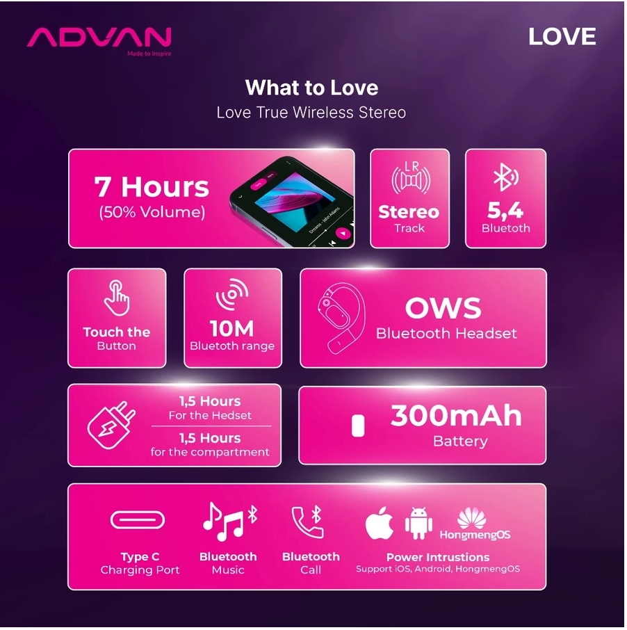 ADVAN TWS Open Ear Earphone Bluetooth