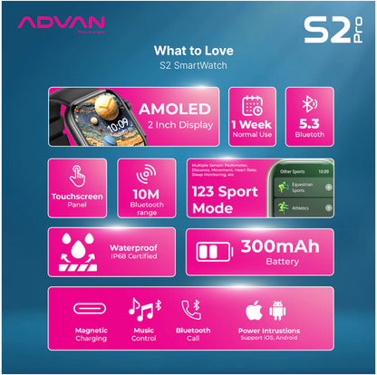 ADVAN Smartwatch S2 Pro AMOLED 1.95" Ai