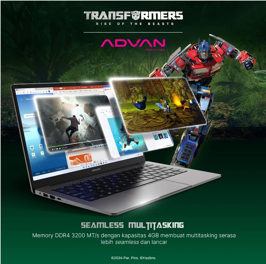 ADVAN Laptop TBook X Transformer | TbookN100 Intel N100 4Gb/128GB 14" HD Free Windows 11