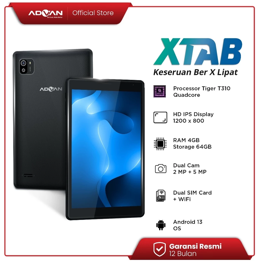 ADVAN Xtab 4/64 GB 8 Inci Quadcore T310 Tablet Android 13