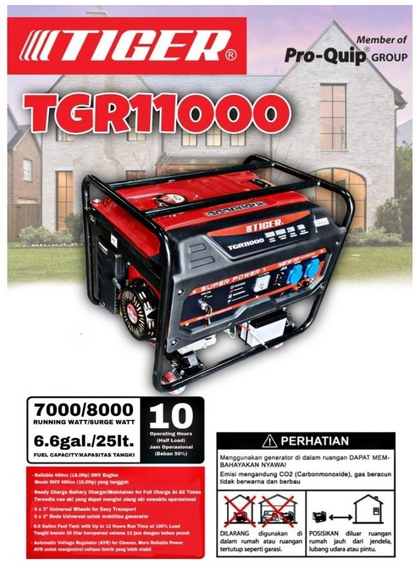 Mesin Genset Power Generator Gasoline 10KVA TIGER TGR11000 TGR 11000