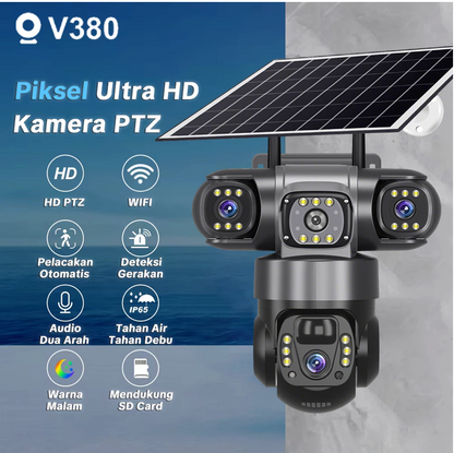 V380 Pro CCTV Surya Outdoor WIFI&4G Daya Tahan Baterai 14 Hari 10X Zoom Alarm Deteksi Manusia AI