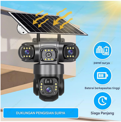 V380 Pro CCTV Surya Outdoor WIFI&4G Daya Tahan Baterai 14 Hari 10X Zoom Alarm Deteksi Manusia AI