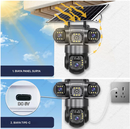 V380 Pro CCTV Surya Outdoor WIFI&4G Daya Tahan Baterai 14 Hari 10X Zoom Alarm Deteksi Manusia AI