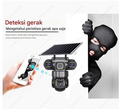 V380 Pro CCTV Surya Outdoor WIFI&4G Daya Tahan Baterai 14 Hari 10X Zoom Alarm Deteksi Manusia AI