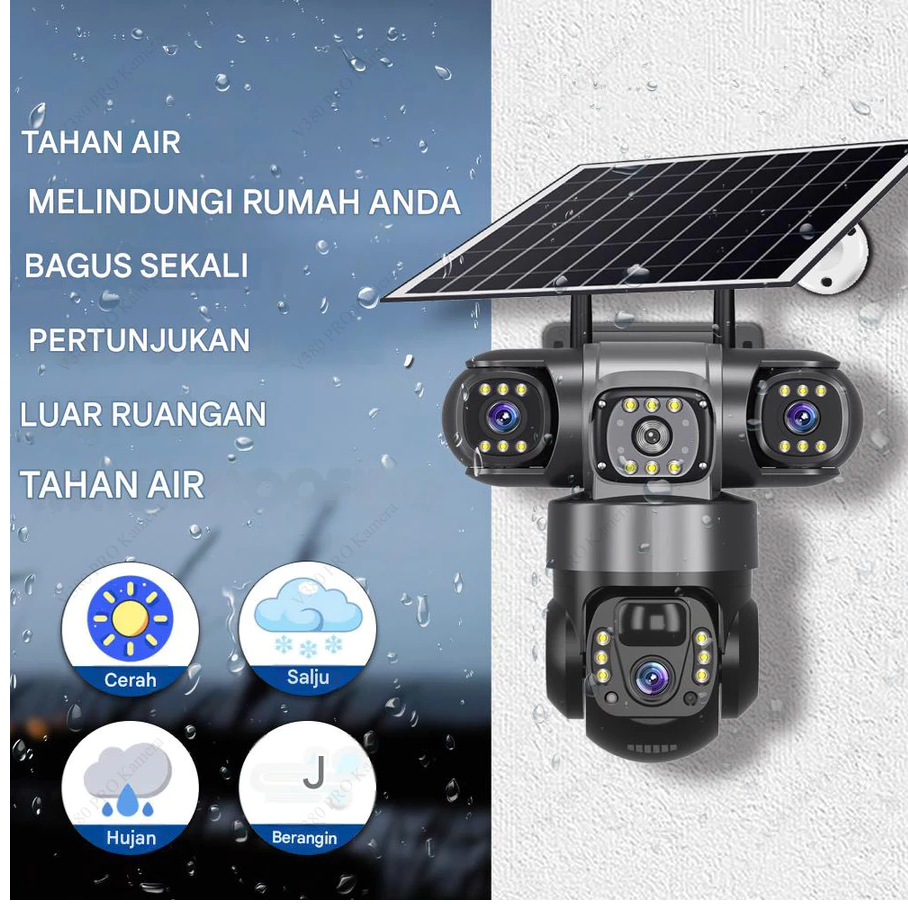 V380 Pro CCTV Surya Outdoor WIFI&4G Daya Tahan Baterai 14 Hari 10X Zoom Alarm Deteksi Manusia AI