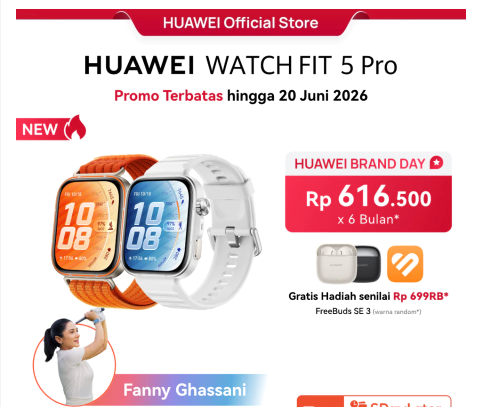 FIT 5 Pro HUAWEI WATCH | Titanium | Studi Risiko Diabetes & ECG | Sport