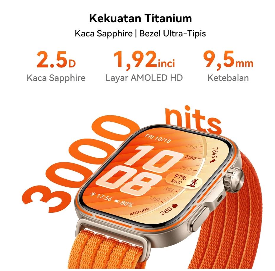 FIT 5 Pro HUAWEI WATCH | Titanium | Studi Risiko Diabetes & ECG | Sport