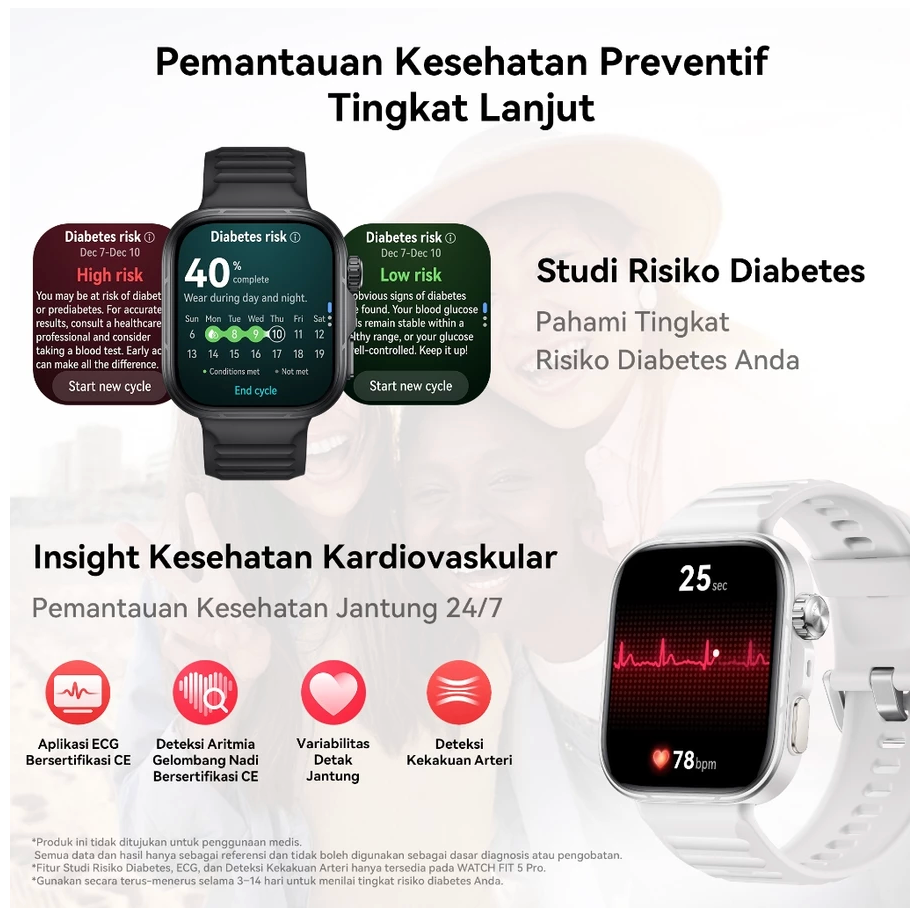 FIT 5 Pro HUAWEI WATCH | Titanium | Studi Risiko Diabetes & ECG | Sport