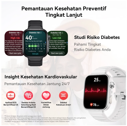 FIT 5 Pro HUAWEI WATCH | Titanium | Studi Risiko Diabetes & ECG | Sport