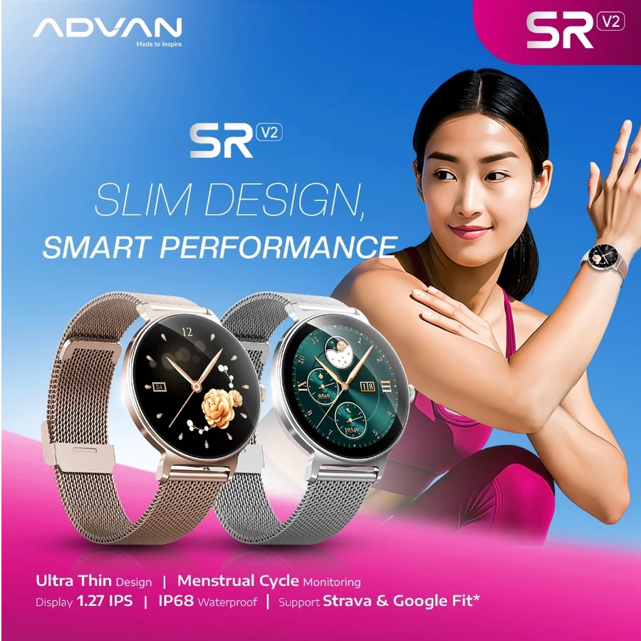 ADVAN Smartwatch SR V2 | AI Voice Assistant | Wireless Bluetooth Call | IP68 Waterproof