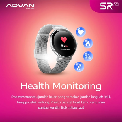 ADVAN Smartwatch SR V2 | AI Voice Assistant | Wireless Bluetooth Call | IP68 Waterproof